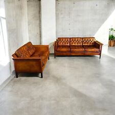 Vintage 1970s Danish Leather Sofa Suite – Three-Seater & Two-Seater #A493 & A494