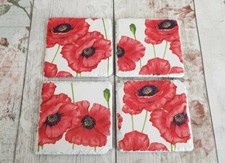 Set of 4 slate poppy