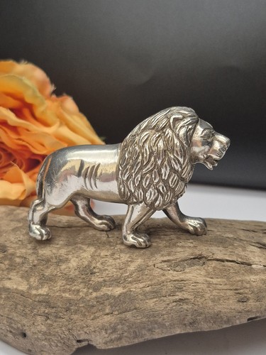 Solid silver lion figurine - solid,