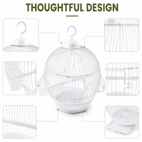 White round bird cage with - bird,