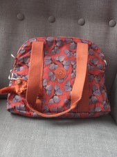 Kipling Red/Butterfly Handbag with Monkey Key Ring Excellent Condition