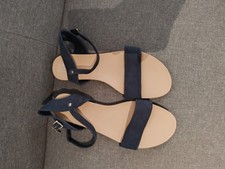 Dune London Women's Flat  Blue  Sandles silver ankle charm Size 8 NEW