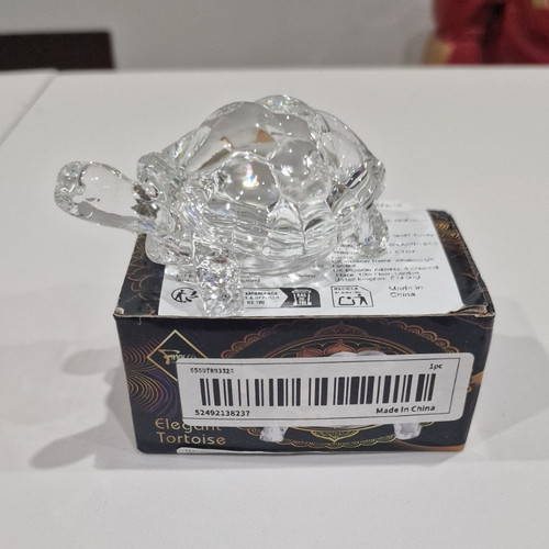 Clear glass crystal tortoise - clear,