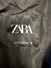 Zara Black Woman’s Puffer Coat Size S Jacket with Hood Extra Long Warm New