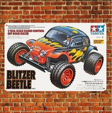 Metal Poster Vintage Rc Car Tin Sign Plaque Tamiya Blitzer Beetle BoxArt