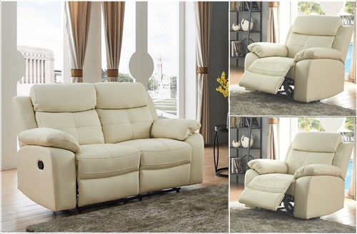 Cream leather seater - seater, 2