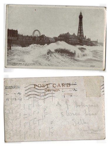 Vintage postcard high - high, tide
