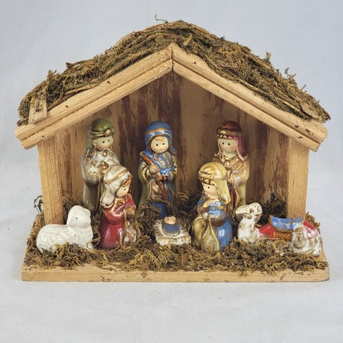 Vintage ceramic nativity set - ceramic,
