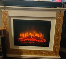 Electric Fireplace Heater Freestanding Quiet Stove LED Flame Effect Black