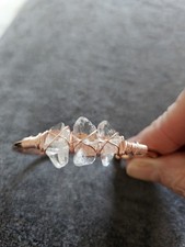 3 Stone Bangle. Pale Pink Rose