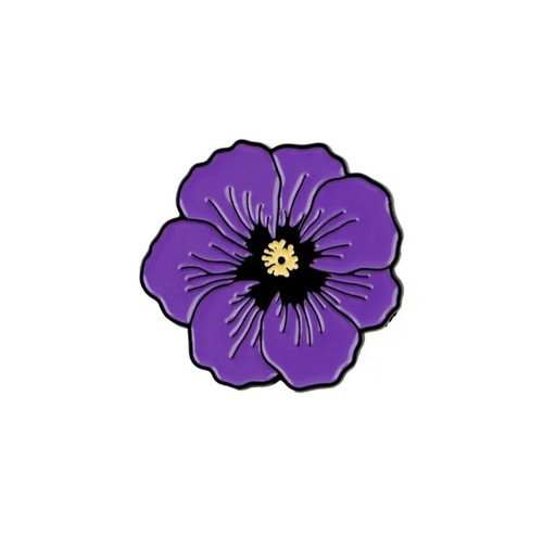 Purple flower enamel lapel - enamel,
