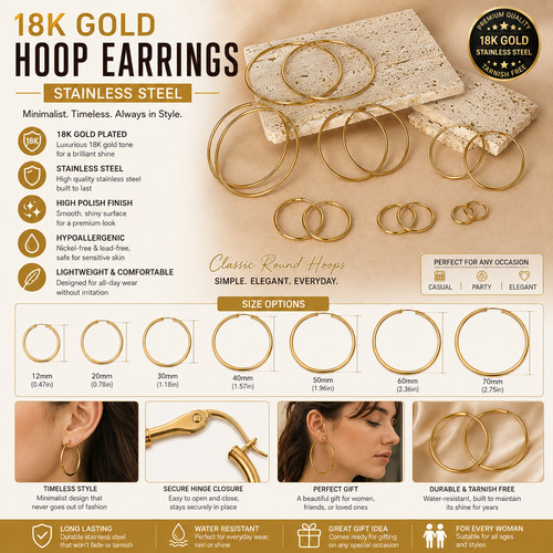 Gold hoop earrings - gold,