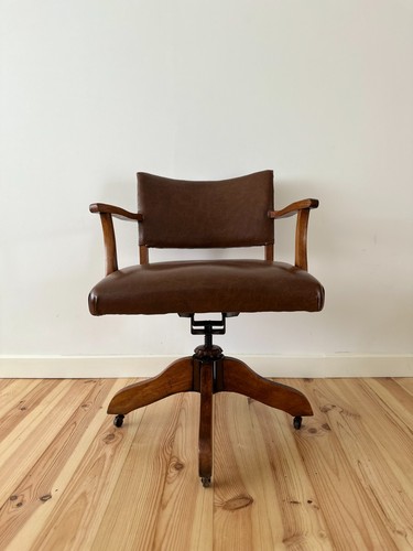 Antique oak captains swivel - antique,