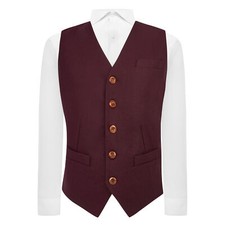 Luxury Burgundy Wool Waistcoat, Tweed
