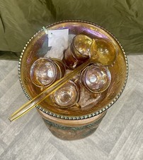 Vintage 1930’s Carnival Art Glass Punch Bowl & 12 cups 