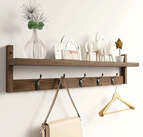 Wall mounted wooden coat hat - wooden,
