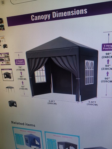 Black square pop gazebo - black,