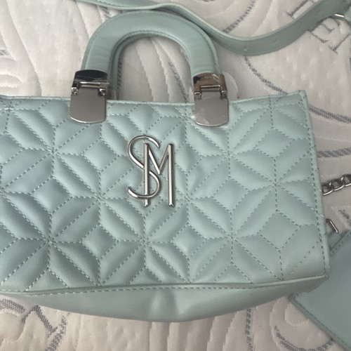 Light blue quilted satchel top - quilted,