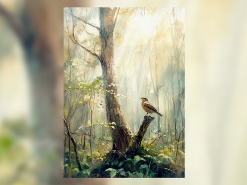 Woodland bird print on - 5"x7",