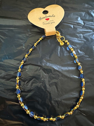 Handmade blue gold anklet - handmade,