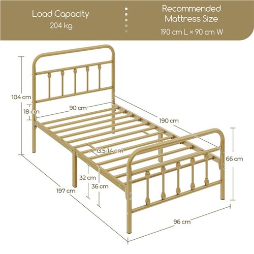 Single metal bed frame vintage - bed,