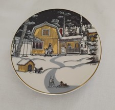 Arabia Finland Tove Slotte Miniature Wall Plate Christmas Sleigh Winter 1995