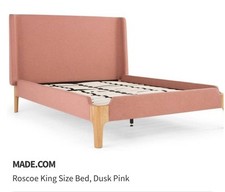 Made.com Roscoe Double Bed Frame with Headboard Dusty Pink