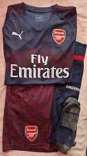 Puma Arsenal 2018 Away Shirt M/Shorts S/Socks 4-8. Blue/Red-Full Kit
