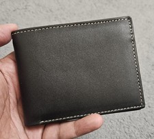 Men Black Real Leather Wallet   Smart Travell Wallet Card Holder Slim Wallet