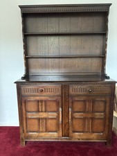 Priory Dark Wood Welsh Dresser With 2 Drawers And 2 Cupboard Doors & Shelving