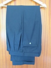 Daks London Navy Blue Pure Wool Smart Trousers, Waist 34"