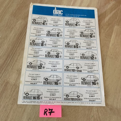 Renault 1970 car - price, list