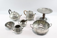 Pewter Ware Hammered Textured Teapots Two Handled Fruit Bowl Collection 3308g