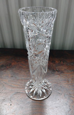 Heavy Lead Crystal Trumpet Vase Pinwheel Star 20cm Tall EXC