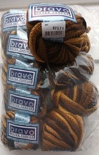 10x50g BRAVO Brown Mesh Web ruffle trim & scarf knitting yarn + instructions