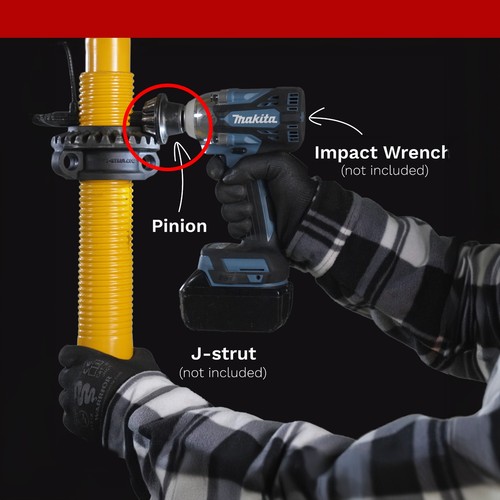 Strut pinion attachment - j-strut,