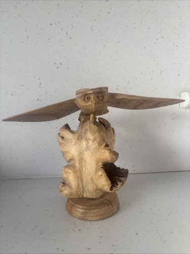 Wooden owl flying - owl, on