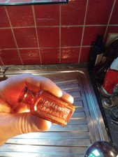 Antique amber pill bottle - amber,