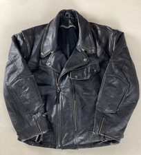 Heavy Leather Biker Jacket Motorcycle Jacket Armour Pouches Black EU Size 58 50”