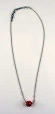 Red Shamballa Style Ball Diamante Pendant Necklace - Used Good Condition
