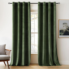 Velvet Curtains 90 Drop Olive Green Curtain for Living Room Thermal Blackout for