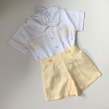 Boys shorts set smocked shirt