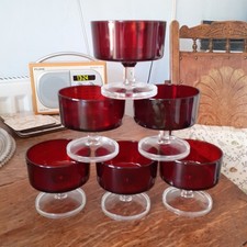 Retro Red Luminarc Champagne Glasses/Dessert Cups