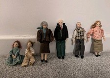 RARE ARTISAN VINTAGE Porcelain Dolls House Family Grandparents Parents Children