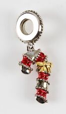 Chamilia Silver 925 Charm - Christmas candy cane red striped dangle charm