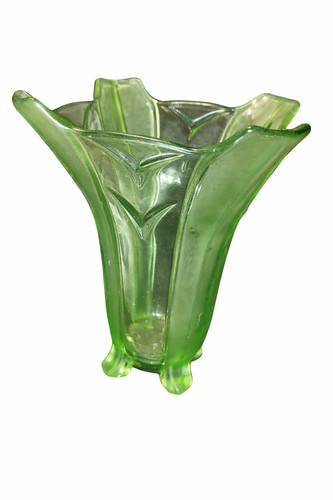 Green glass vase art deco - green,