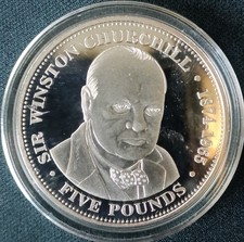 2015 TDC Sir Winston Churchill Commemorative Silver Plated £5 Coin
