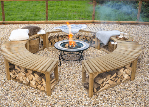 Forest garden curved firepit - forest,