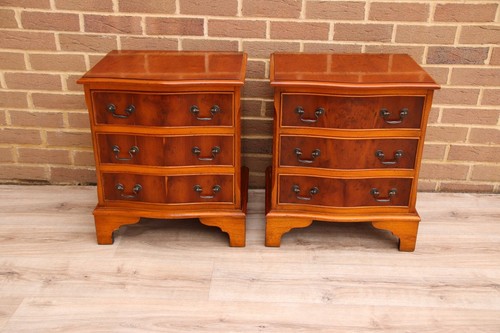 Pair burr bedside tables - of,