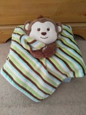 Little Miracles Monkey Striped Comforter. Comfort Blanket.